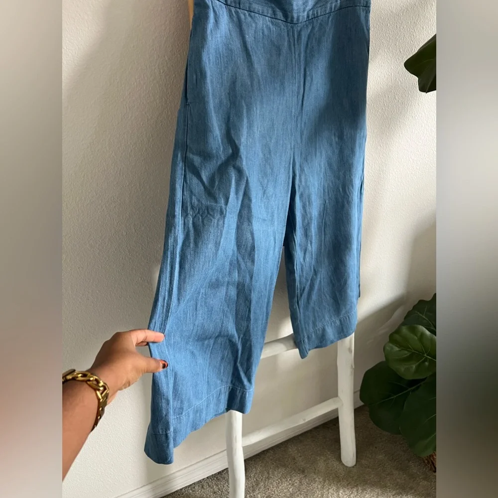 Madewell Chambray Huston Soft Denim Pull on Crop High Rise Wide Leg Pants - Picture 3 of 8